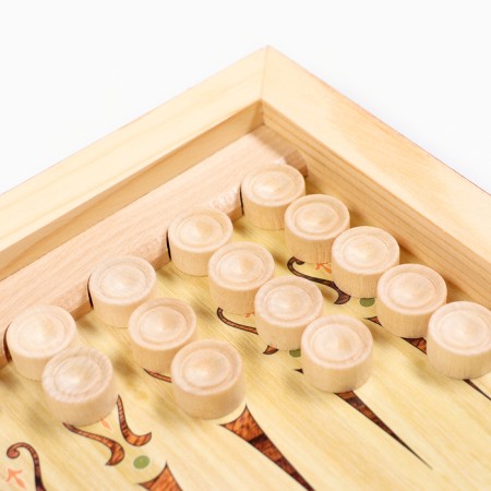 Wooden backgammon with checkers "Bogatyr", board game, 40 x 40 cm-5
