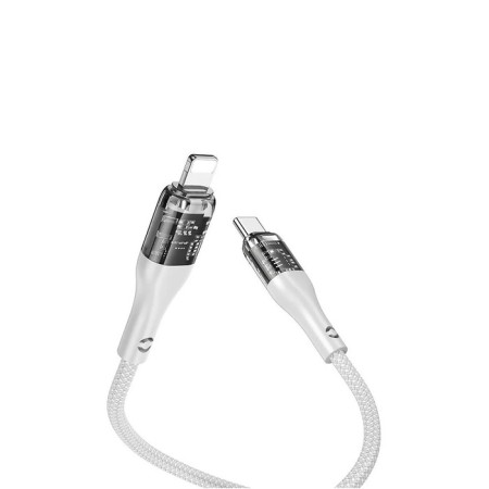 Hoco U115, Type -C - Lightning, 1.2 m, transparent data transmission, nylon braid, gray-3