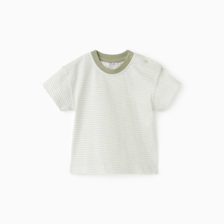 A set for a newborn (T-shirt, overalls), white color/khaki, height 68-70 cm-1
