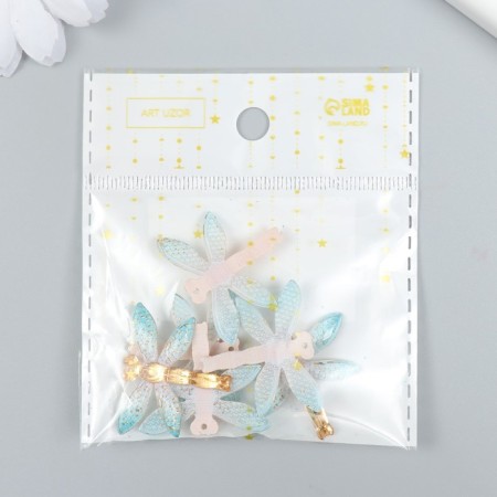 Decor for creativity plastic "Dragonfly with blue wings" 2.7x3.2 cm-3
