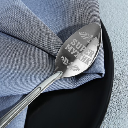 A teaspoon spoon with an engraving “Super man”, on a gift card, 3 x 14 cm.-4