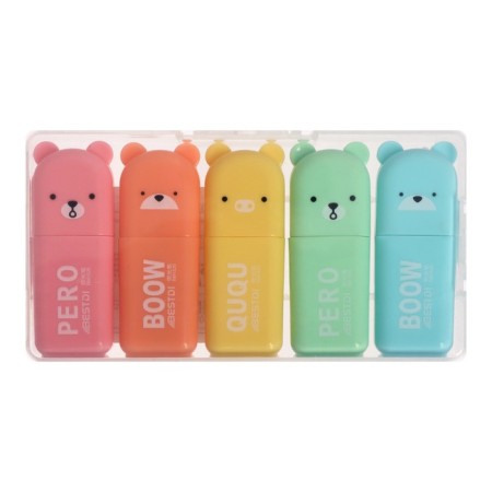 A set of markers-textbooks "animals", 5 colors, mini-1