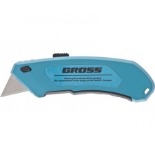 Wallpaper knife GROSS, 130 mm, alum. Corps, otv. Trapez. blade, 18 mm, 4 blades
