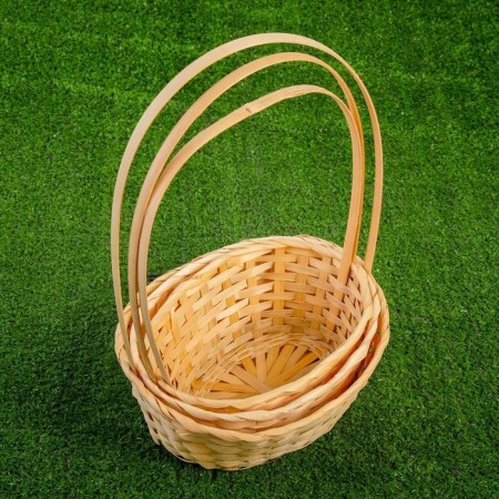 Set of wicker baskets, bamboo, 3 pcs., Natural color, medium-1