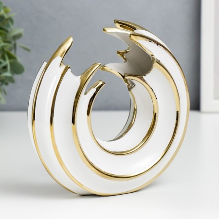 Souvenir Ceramics "Abstraction. Whirlpool" White with gold 16x16 cm-2