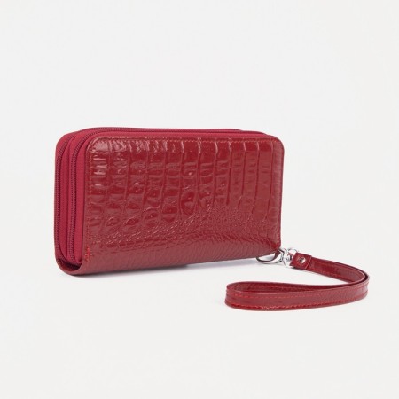 Women's wallet with a zipper, with a pen, red color-1