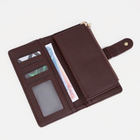 Women's wallet on the button, brown color-5