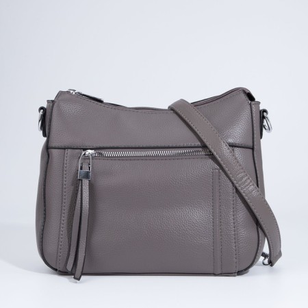 Cross-Bodi Bag with zipper, brown-gray color