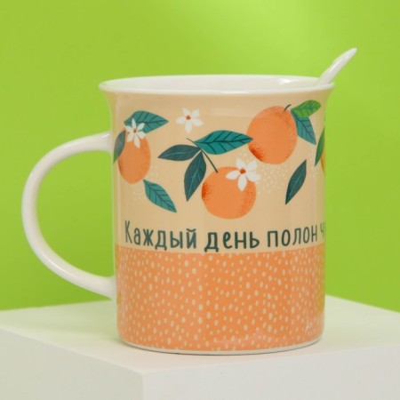Mug "Choose Happiness" with a spoon and stand, 300 ml-2