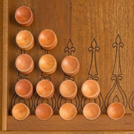 Carved backgammon, from an array of beech, patina 35 x 44 cm-3