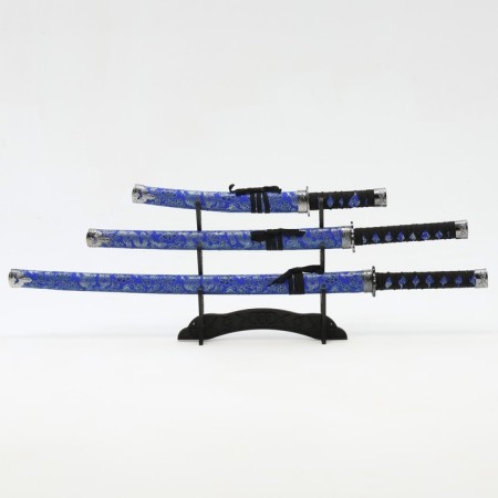Suv. Product Katana 3V1 on a stand, scabbard fabric, dragons gold on blue 47/70/89cm-1