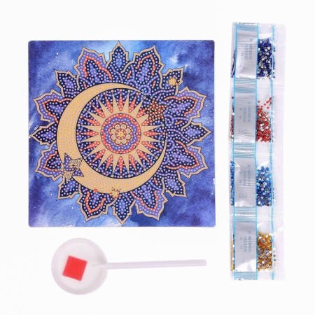 Diamond mosaic with partial filling on a cardboard basis "Month", 20 x 20 cm-2