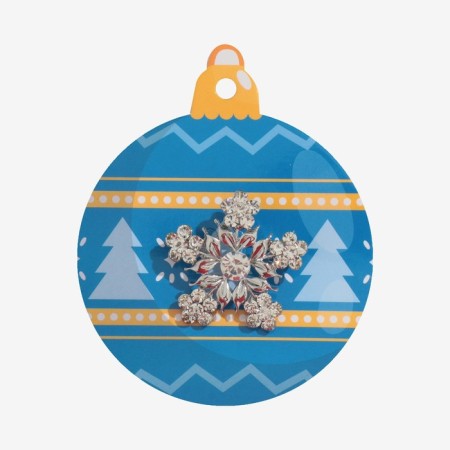 New Year! New Year's Brooch "Snowflake" Flower, white color in silver-3