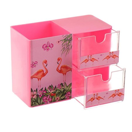 Set of desktop children's "flamingos" (stand+2 pencil+ruler+sharpener+eraser+notebook 8 sheets)-1