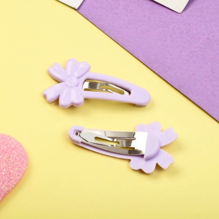 Hair Set "Militsa" 4 pcs (invisible 2 pcs - 4 cm, elastic band 2 pcs) stars, lilac-2