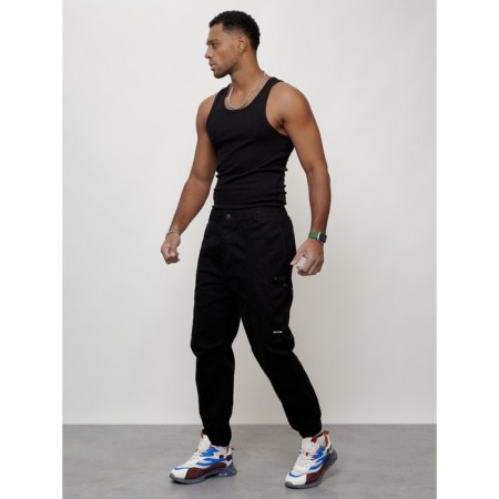 Cargo jeans male, size 56, black color-5