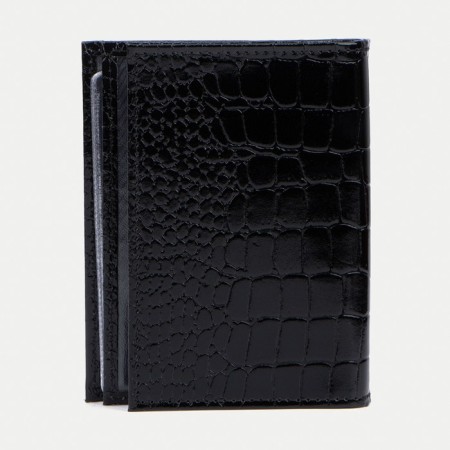Cover for auto documents and passports, crocodile, black color-1
