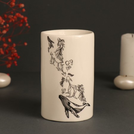 Aroma lamp ceramics "Is it really important now?" White 7.2x7.2x11.6 cm-2