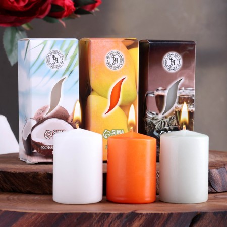Aromatic candle "Green tea, coconut paradise, mangoes", 4x6 cm, set 3 pcs, in a box