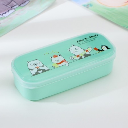 Lancer-bex Plastic with a spoon "Bear", rectangular, 18 × 7 × 4.5 cm, color mix-7