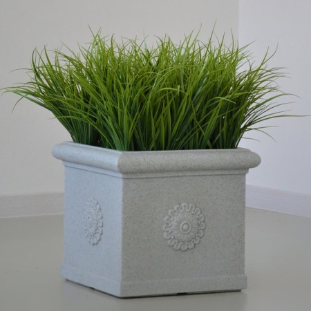 Kashpo for flowers "Byzantium" 45x45x40 cm, 30 l, color white granite-1