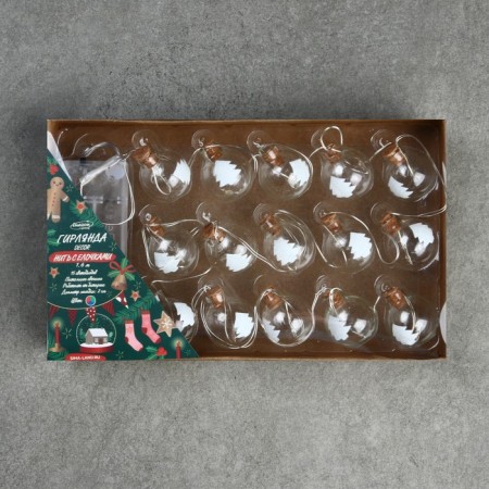 Garland “thread” 1.6 m with nozzles “Balls with a Christmas tree”, IP20, silver thread, 15 LED, glow of multi, AAX2-3