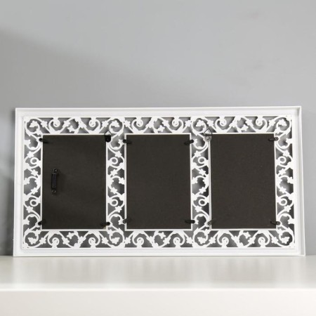 Photo frame plastic in 3 photos 10x15 cm "Small Binding" White 23.5x45.5 cm-2