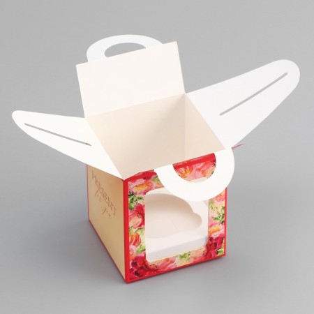 Box for 1 cupcake, "Present", 9.2 x 9.2 x 11.1 cm, confectionery packaging-3