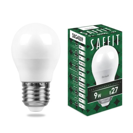 LED LED SAFFIT SBG4509, G45, E27, 9 W, 230 V, 4000 K, 810 lm, 220 °, 81 x 45 mm
