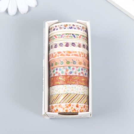 Adhesive tape Paper "Sweets" set 10 pcs width. 0.8 cm dl. 2 m 8.5x4x1 cm-4