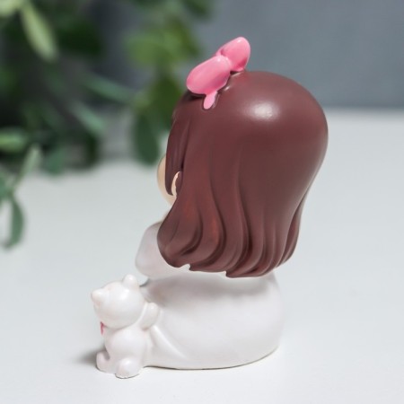 Souvenir Polystone "Baby with a white cat - yoga" 5.5x4.5 cm-3