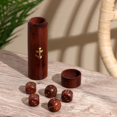 Cubes playing "Sea" wood, brass-4