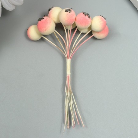 Decor for creativity "Berry Rowan" 1 bouquet = 10 berries white-pink hoar 10x1.5 cm-2
