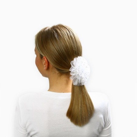 Outlet. Bant for hair on elastic band, white, 11 cm, kitty Marie-1