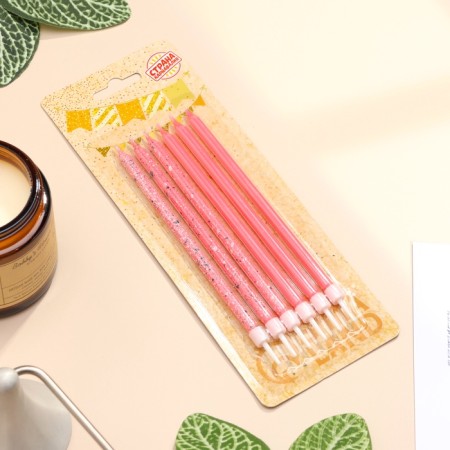 Candles for the cake "Brilliant party", 6 pcs, pink, high-4