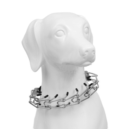 The collar is strict with metal fastx and protective caps, 63 cm, wire thickness 4-2