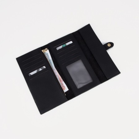 Women's wallet on the button, black color-4