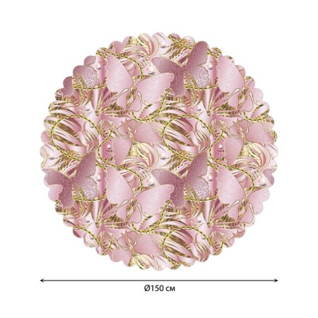 Golden butterflies tablecloth, round, Saten, d = 150 cm