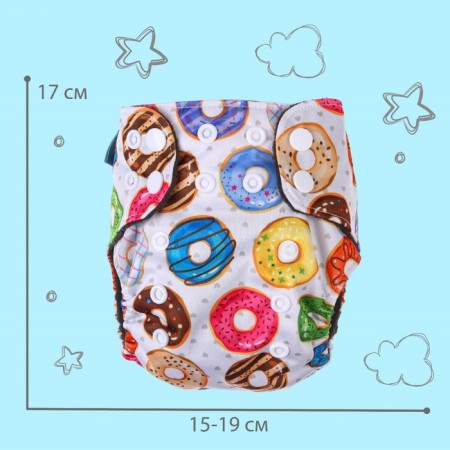 Panties-scammer, reusable, carbon-bamboo fabric, "donuts", from 0-12 months.-3