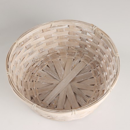 Kashpo wicker, d25xh10cm, white, bamboo-2