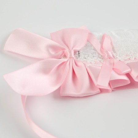 Lolita carnival bandage, pink color with white lace-3
