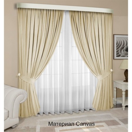 Set of curtains "Canvas", size 200x250 cm, 2 pcs, color light-beige-1