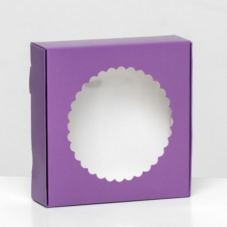 Gift box team with a window, 11.5 x 11.5 x 3 cm, lilac