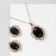 Set 2 objects: earrings, pendant "Edel" round trio, black and white color in gold, 50 cm