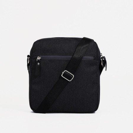 Men's bag over the shoulder, textura, textiles, black color-2