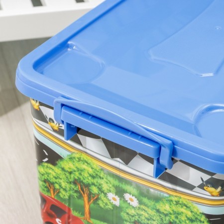 Storage container with a “machine lid”, 35 l, 51 × 31 × 28 cm, on wheels, dark blue color-3