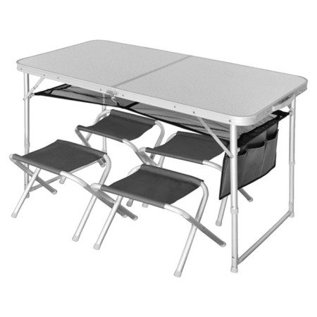Folding Norfin Run NF aluminum 120x60 +4 chairs set