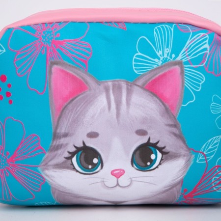 Children's bag for a girl "Gray cat" from eco-leather, on a strap, 15x12x3 cm-3