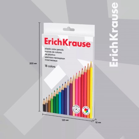 Pencils of 18 flowers Erichkrause, plastic, hexagonal, soft 2.6 mm neck, cardboard packaging, light sharpening, euro suspension-12