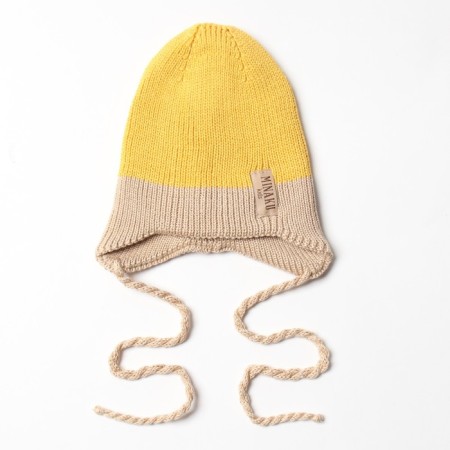 Children's hat minku rr 42-44, mustard/beige color